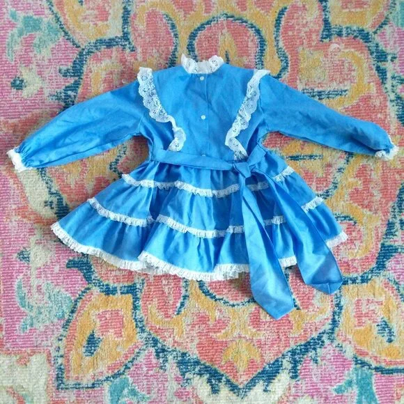 Mini World Dresses | Precious Prairie Vintage 4t Baby Blue Girl's Dress Mini World | Color: Blue/White | Size: 4tg | Ziggysemporium's Closet